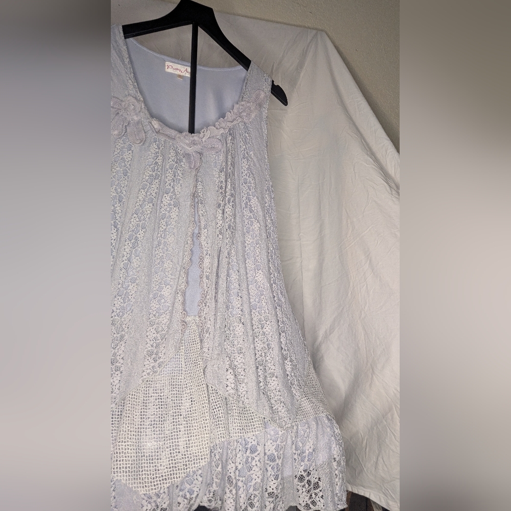 Pretty Angel Lace Fairy Boho Style Mini Dress in Powder Blue Size Medium